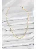 CM 14K Gold Renk Lazerli Zincir Model Kadın Kolye