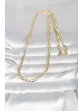 CM 14K Gold Renk Yassı Oval Zincirli Model 60 cm Kadın Kolye