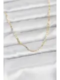 CM 14K Gold Renk Yassı Zincir Model 60 cm Kadın Kolye