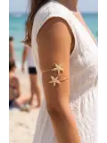 Deniz Yıldızı Model Gold Renk Bohem Pazu Bileklik