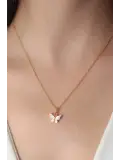 Gold Beyaz Renk Kelebek Figür Kadın Kolye