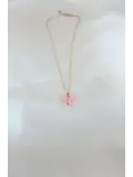 Gold Kaplama Pembe Sedefli Kelebek Kolye