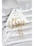 Gold Renk 6 Çift Pirinç Kadın Küpe Seti