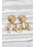Gold Renk Deniz Temalı Vintage Kadın Küpe