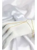 Gold Renk Minimal Zirkon Taşlı Su Yolu Model Şahmeran