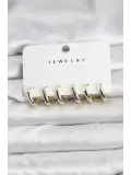 Gold Renk Pirinç Halka Kadın Küpe Seti