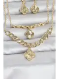 Gold Renk Pirinç Kolye Bileklik ve Küpe Seti