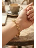 Gold Renk Pirinç Tifani Model Kadın Bileklik