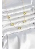 Gold Renk Yonca Model VIP Seri Kadın Kolye