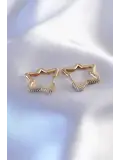 Gold Renk Zirkon Taşlı Yıldız Model Kadın Küpe