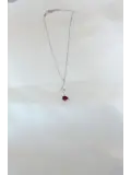 Gümüş Kaplama Kırmızı Gül Figürlü Kadın Kolye