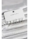 Gümüş Renk Pirinç Kemik Model 3 Çift Kadın Küpe Seti