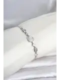Gümüş Renk Pirinç Sedefli Asansörlü Kadın Bileklik