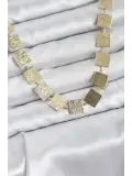 Kare Plaka Model Gold Renk Kadın Kolye