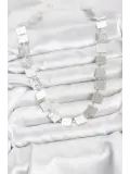 Kare Plaka Model Gümüş Renk Kadın Kolye