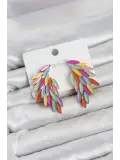 Karışık Renk Kristal Taşlı Kanat Küpe