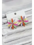 Karışık Renk Kristal Taşlı Lotus Model Kadın Küpe