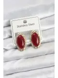 Kırmızı Badem Model Vintage Kadın Küpe