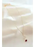 Kırmızı Gül Figürlü Kolye