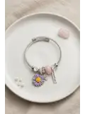 Mor Papatya Charmlı Bileklik