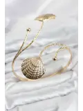 Pazu Bileklik Gold Renk Pirinç Deniz Kabuğu Model