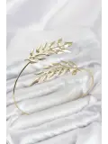 Pazu Bileklik Gold Renk Pirinç Zeytin Dalı Model