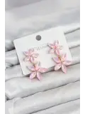 Pembe Kristal Çiçek Küpe