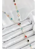 Pirinç Asorti Model Gold Renk Zirkon Taşlı Y Kolye