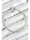 Pirinç Charm Zirkon Taşlı Yonca Model Gümüş Renk Kadın Bileklik