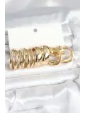 Pirinç Gold Renk 3 Çift Vintage Kadın Küpe Seti
