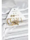 Pirinç Gold Renk 6 Çift Kadın Küpe Seti