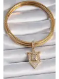 Pirinç Gold Renk Baget Zirkon Taşlı Ajda Charm