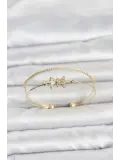 Pirinç Gold Renk Baget Zirkon Taşlı Objeli Kadın Bileklik