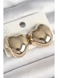 Pirinç Gold Renk Bombe Kalp Model Kadın Küpe