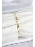Pirinç Gold Renk Çiçek Model Su Yolu Kadın Bileklik