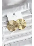 Pirinç Gold Renk Circle Model Kadın Küpe