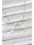 Pirinç Gold Renk Düğüm Kalp Model Kadın Kolye