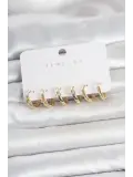 Pirinç Gold Renk Halka Kadın Küpe Seti