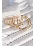 Pirinç Gold Renk Halka Model Kadın Küpe Seti