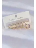 Pirinç Gold Renk İnce Oval Küpe Seti