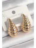 Pirinç Gold Renk İşlemeli Damla Model Kadın Küpe