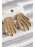 Pirinç Gold Renk İşlemeli İstirdye Model Kadın Küpe