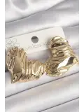 Pirinç Gold Renk İşlemeli Kalp Model Kadın Küpe