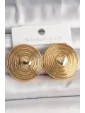 Pirinç Gold Renk Kalp İşlemeli Daire Plaka Model Kadın Küpe