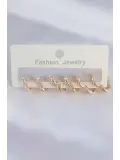 Pirinç Gold Renk Kalp Model Küpe Seti