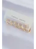 Pirinç Gold Renk Kalp Model Küpe Seti