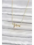 Pirinç Gold Renk Kalp Ritmi Model Kadın Kolye