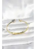 Pirinç Gold Renk Kalpli Model Kadın Kelepçe Bileklik