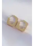 Pirinç Gold Renk Kare Küpe