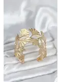 Pirinç Gold Renk Levha Yelpaze Model Kadın Bileklik